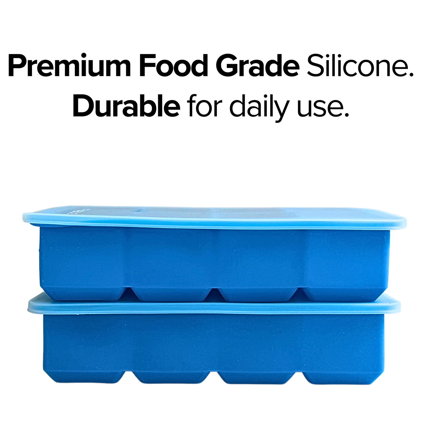 FiABLE Premium Silicone Ice Tray | 2-inch Large Ice Cubes for Cocktails & Drinks, Sturdy Tray with Lid