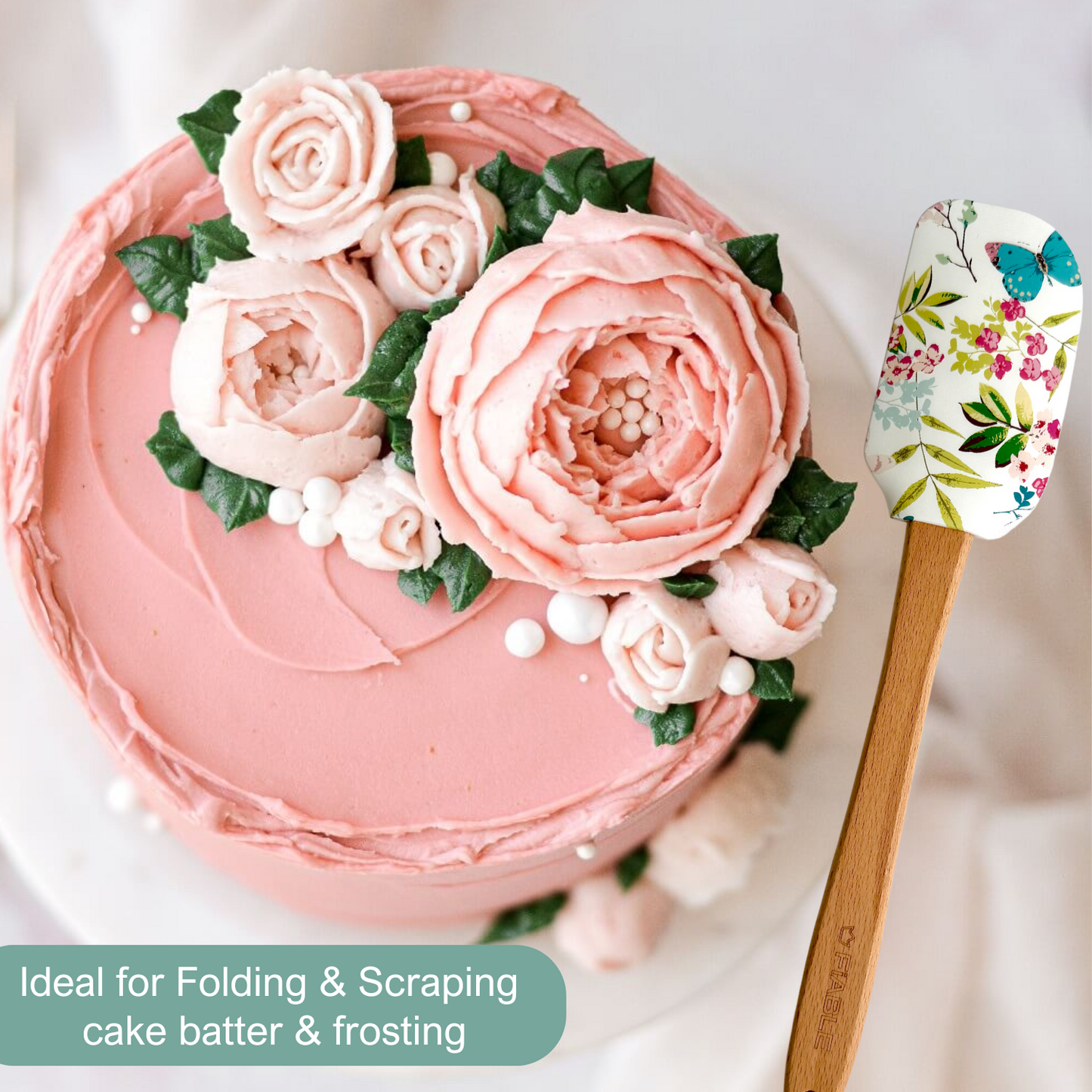 FiABLE Premium Silicone Printed Designer spatulas - Butterfly&Peonies