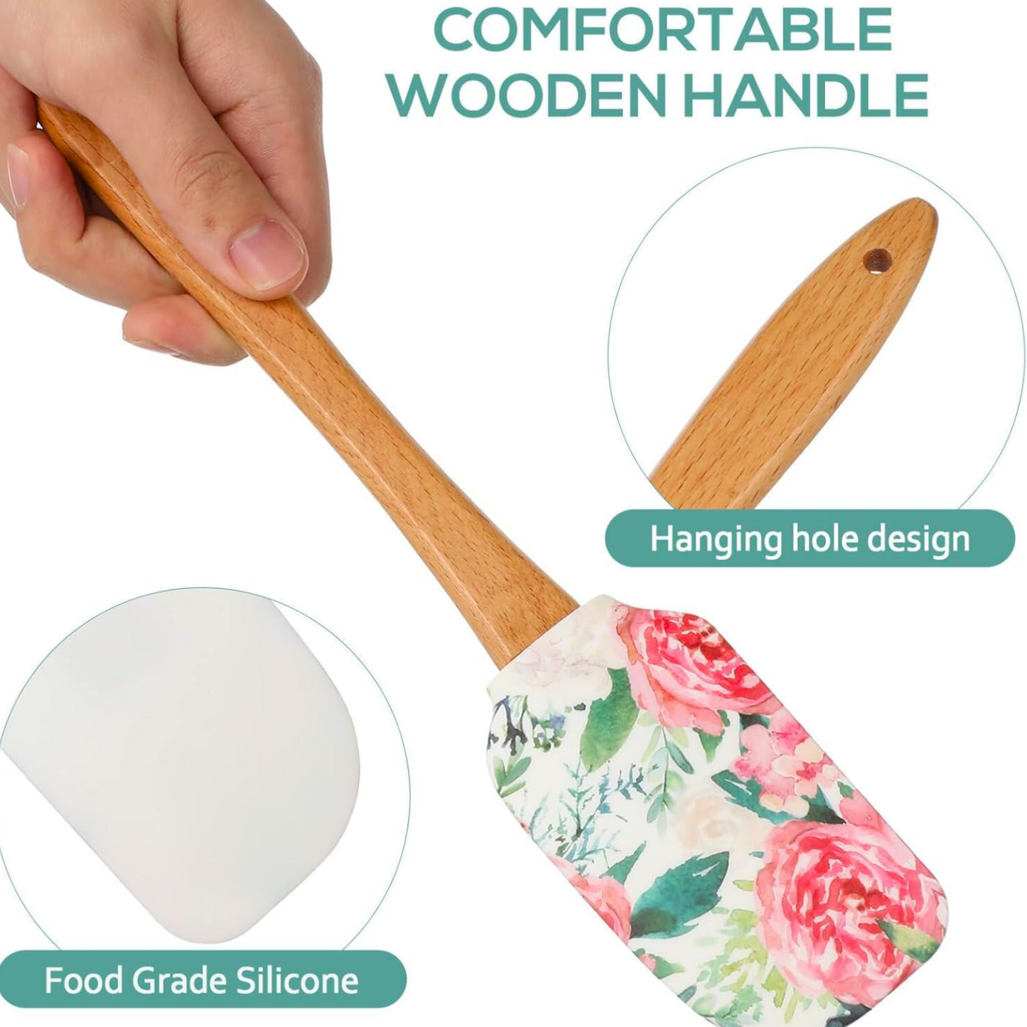 FiABLE Premium Silicone Printed Designer spatulas - Butterfly&Peonies