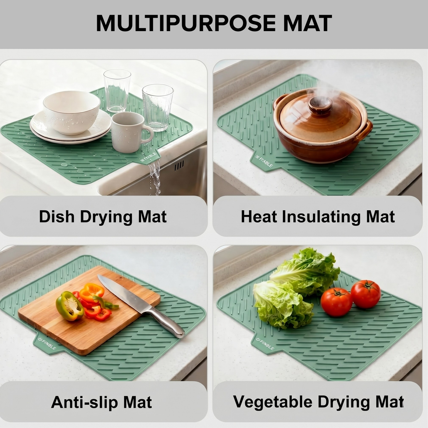 Fiable Silicone Dish Drying Multipurpose Mat