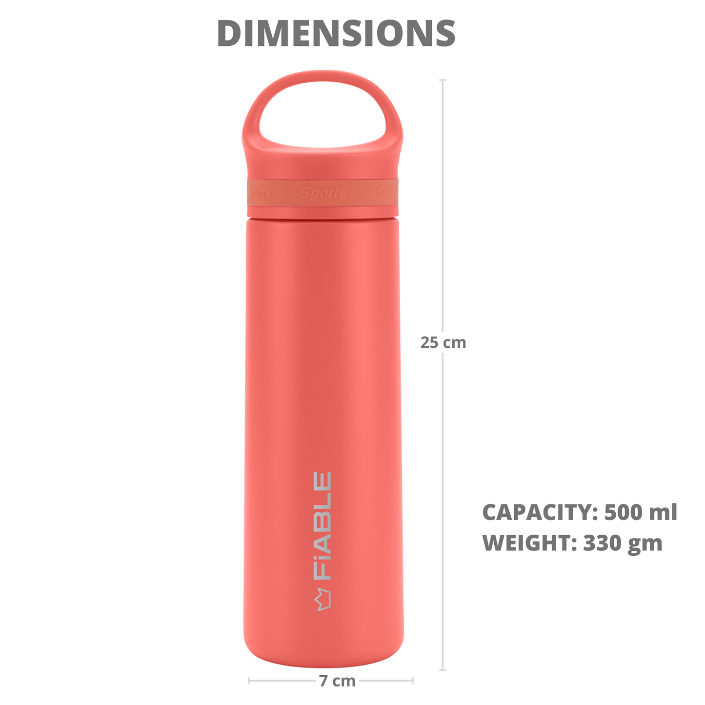 FiABLE ActiveSports Insulated Bottle 500ml - CoralCandy