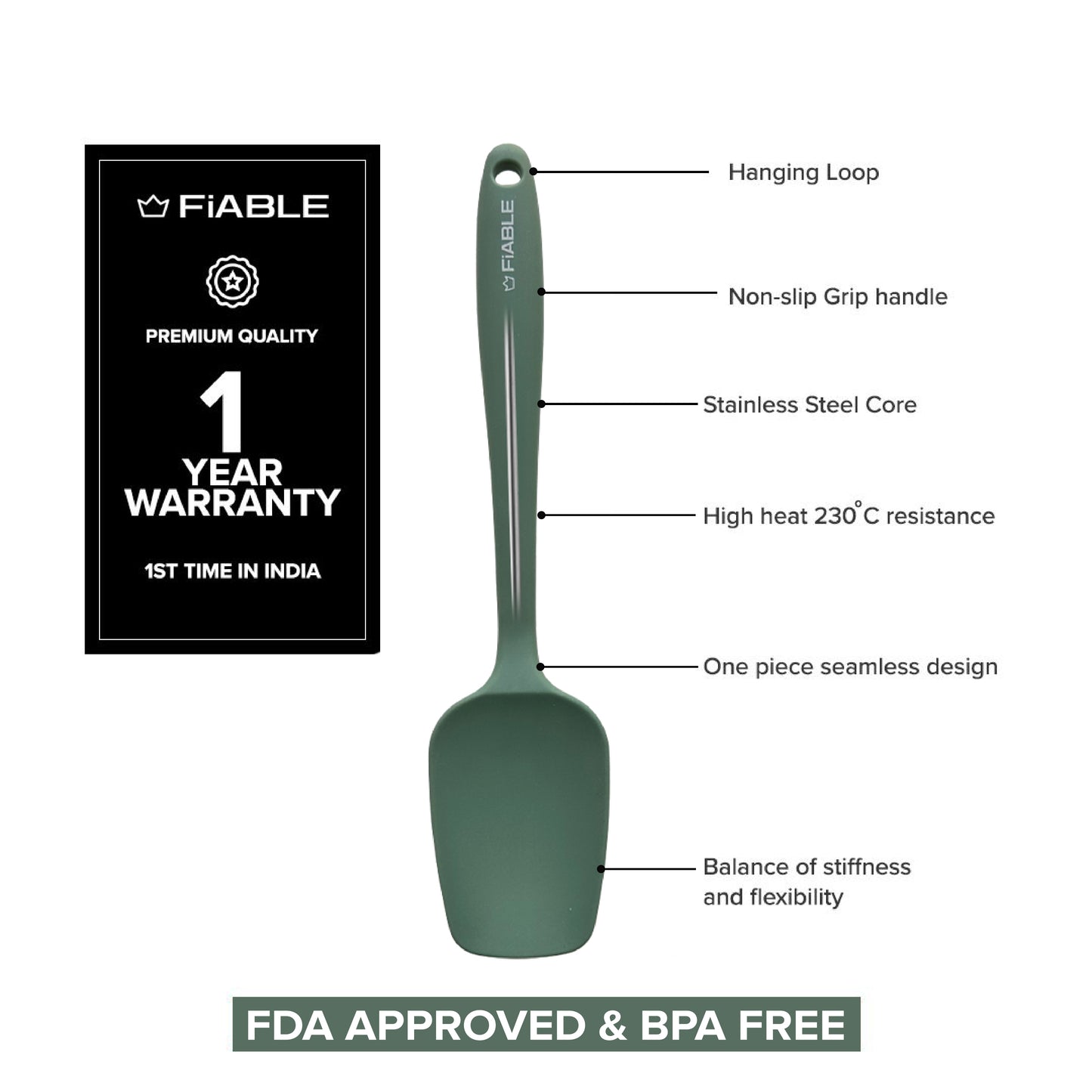 Premium Silicone Spatula Set of 3 - Green