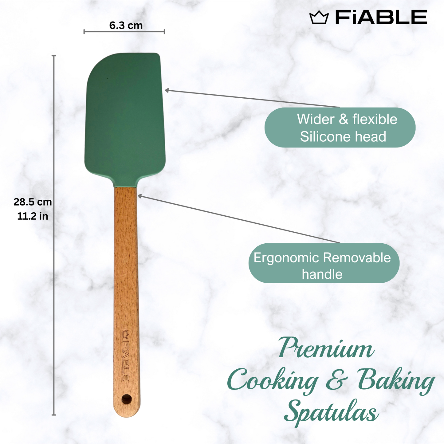 FiABLE Premium silicone specialty Cooking & Baking Spatulas - Set of 2 Blue & Green