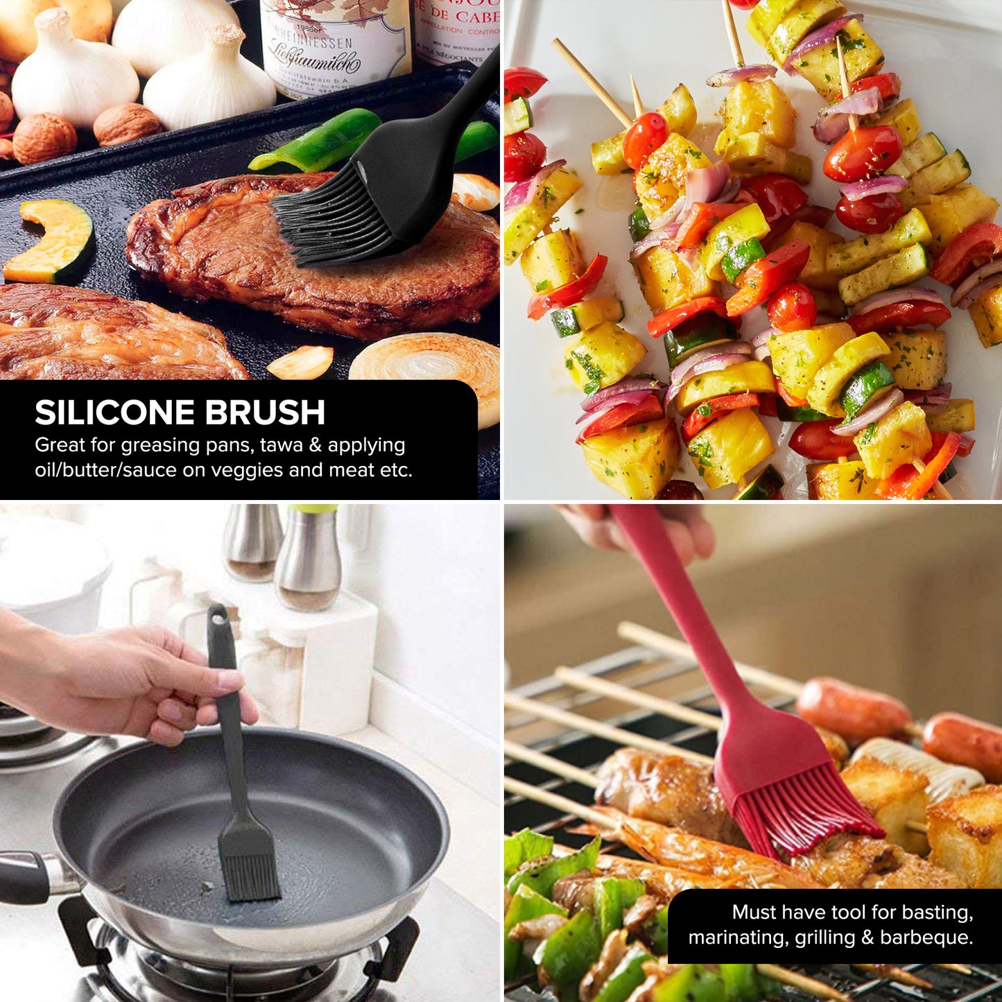 FIABLE Premium Silicone Spatula Set of 4 - Black