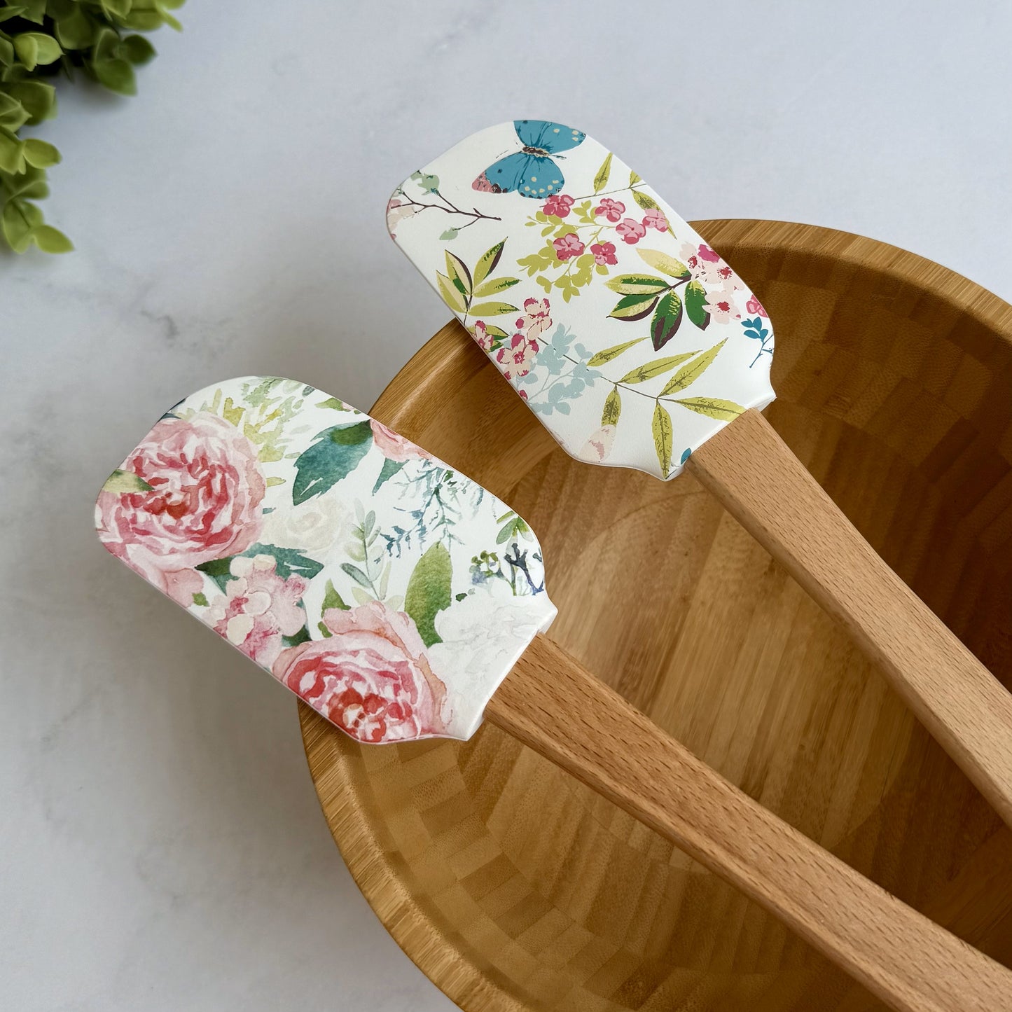 FiABLE Premium Silicone Printed Designer spatulas - Butterfly&Peonies