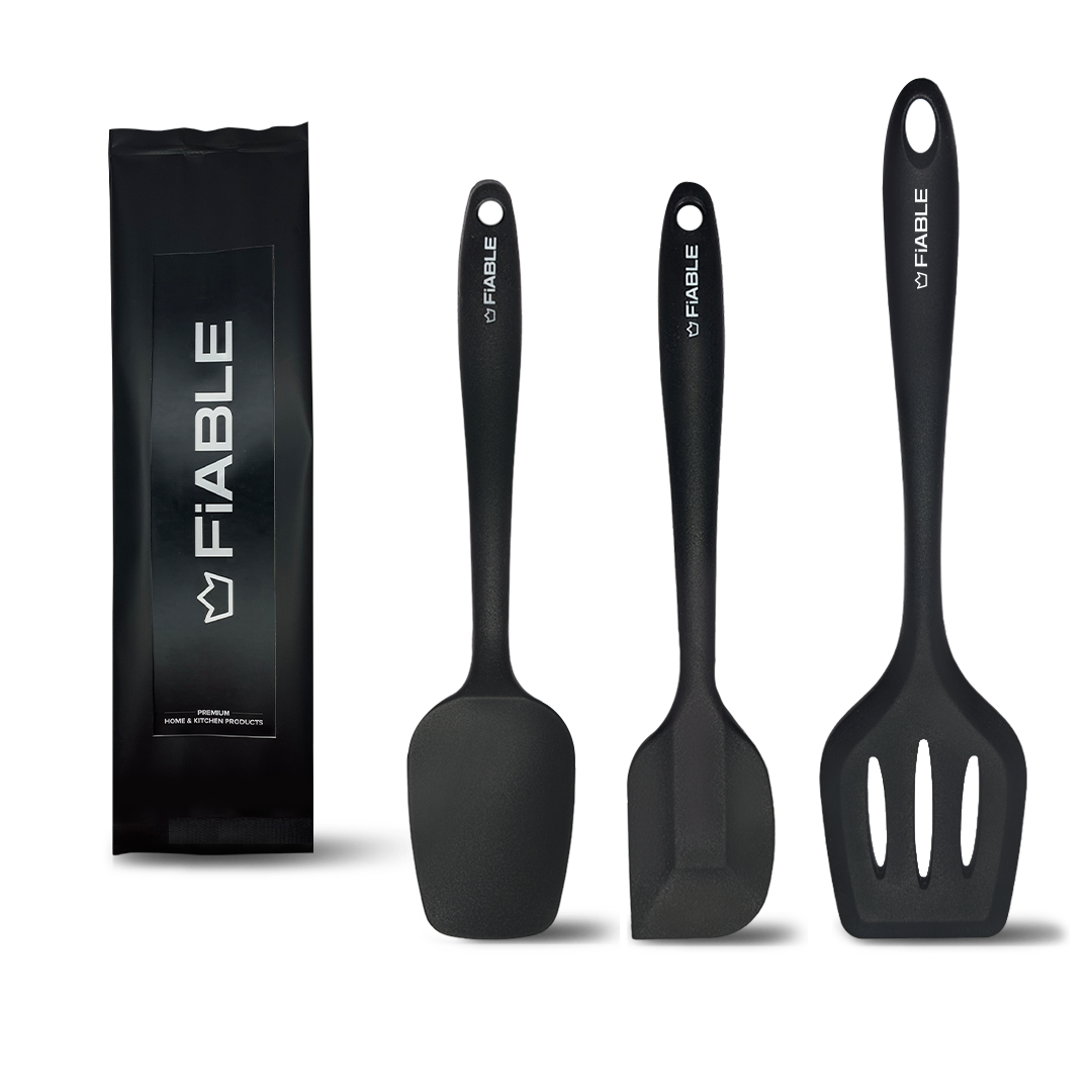 Premium Silicone Spatula Set of 3 - Black