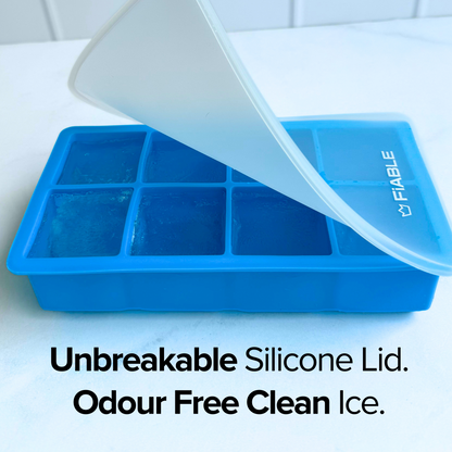 FiABLE Premium Silicone Ice Tray | 2-inch Large Ice Cubes for Cocktails & Drinks, Sturdy Tray with Lid