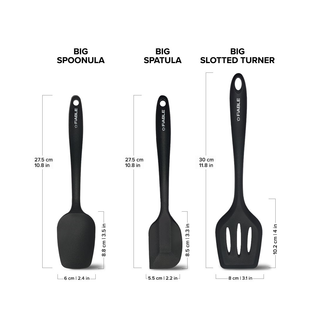 Premium Silicone Spatula Set of 3 - Black