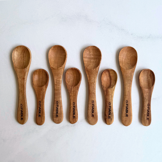 Fiable Neem Wood Masala Spoon set of 8 - 4small and 4 medium