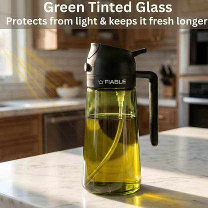 FiABLE Premium Glass Oil Sprayer and Pourer for Airfryer, Salads, Cooking - 470ml