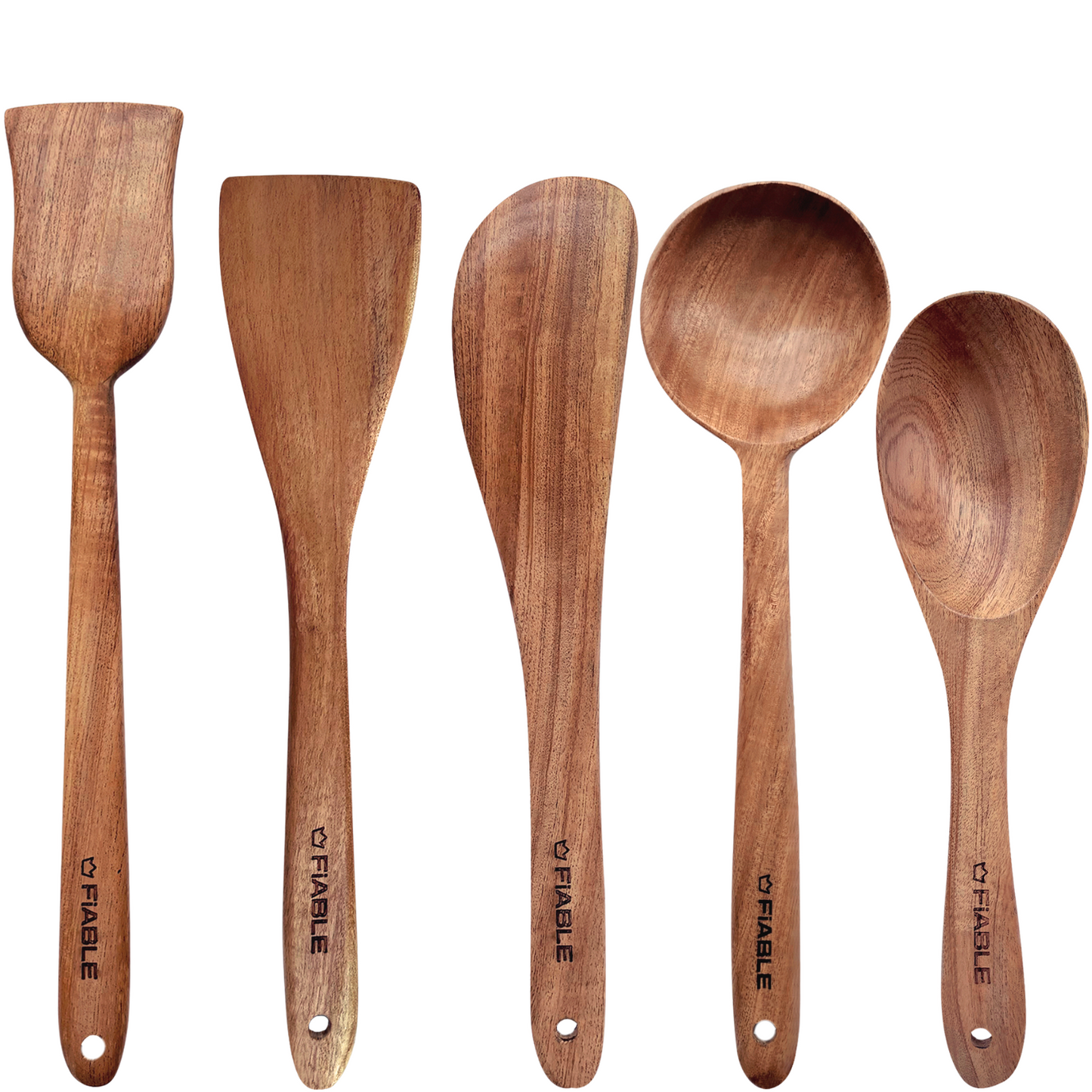 FiABLE Pure Neem Wood Spatula Set for Cooking, Baking and Mixing - Flip, Cook & Serve Set of 5 (Copy)