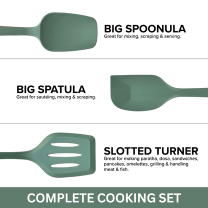 Premium Silicone Spatula Set of 3 - Green