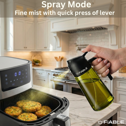 FiABLE Premium Glass Oil Sprayer and Pourer for Airfryer, Salads, Cooking - 470ml
