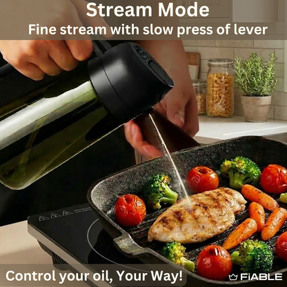 FiABLE Premium Glass Oil Sprayer and Pourer for Airfryer, Salads, Cooking - 470ml