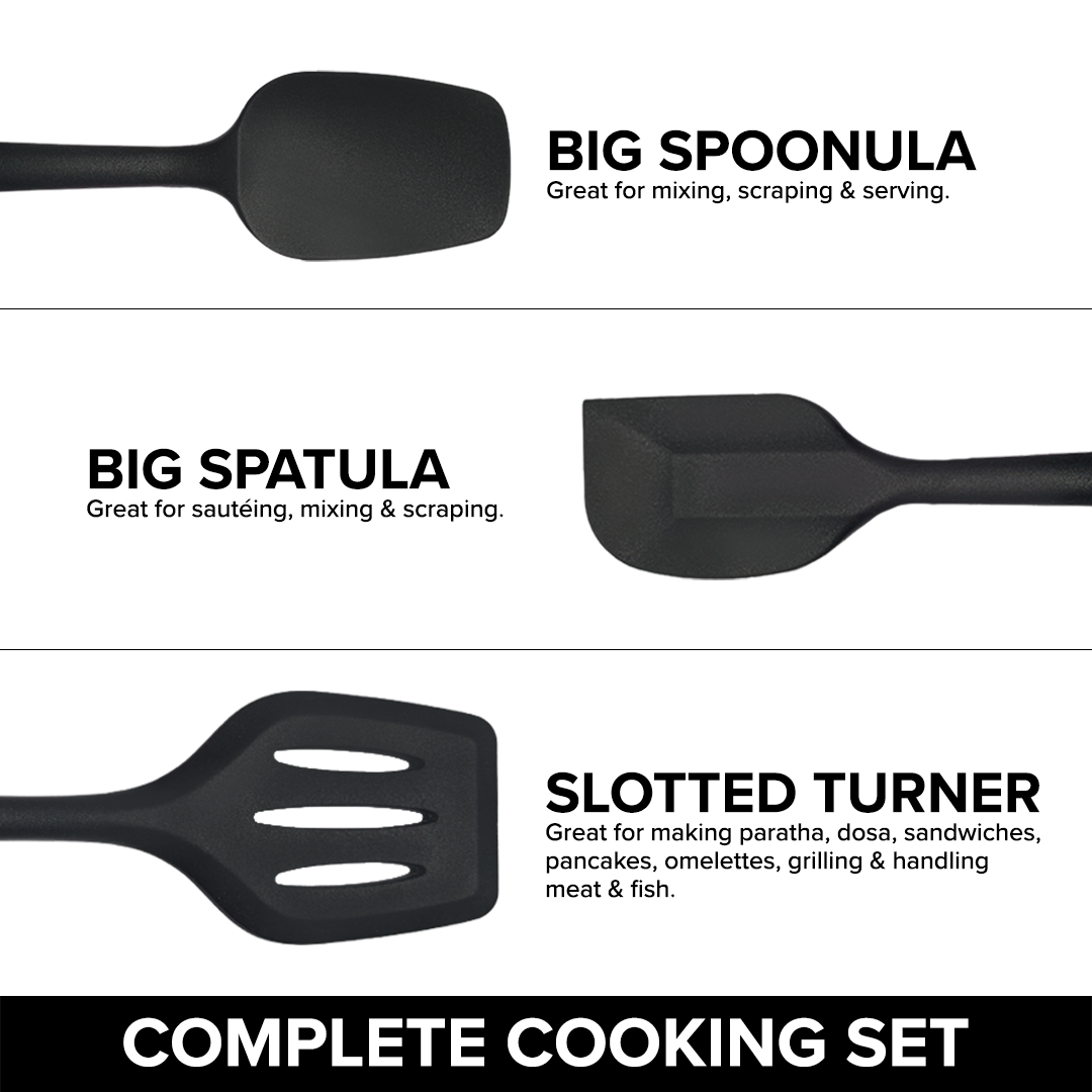 Premium Silicone Spatula Set of 3 - Black