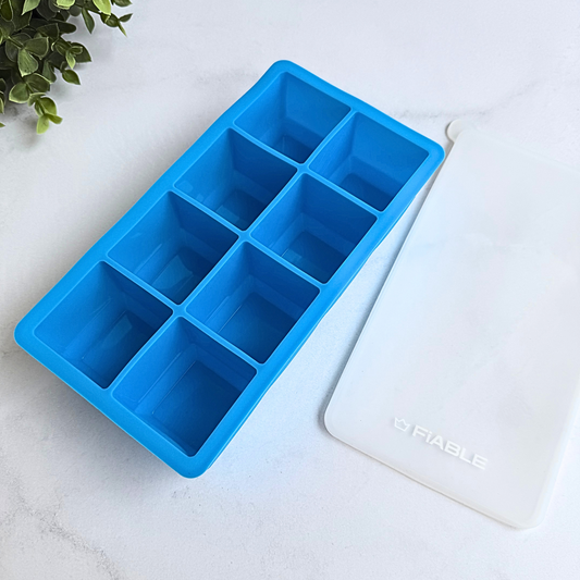 FiABLE Premium Silicone Ice Tray | 2-inch Large Ice Cubes for Cocktails & Drinks, Sturdy Tray with Lid