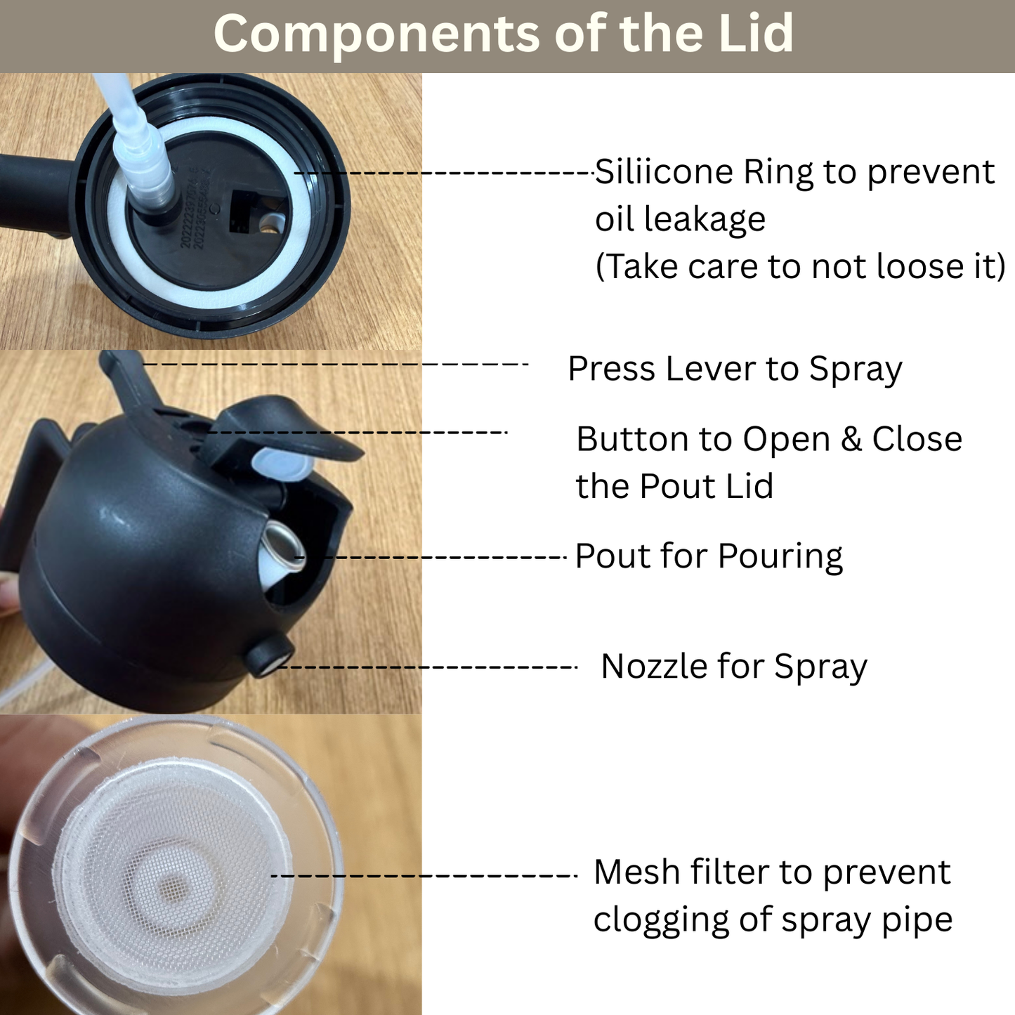 FiABLE Premium Glass Oil Sprayer and Pourer for Airfryer, Salads, Cooking - 470ml