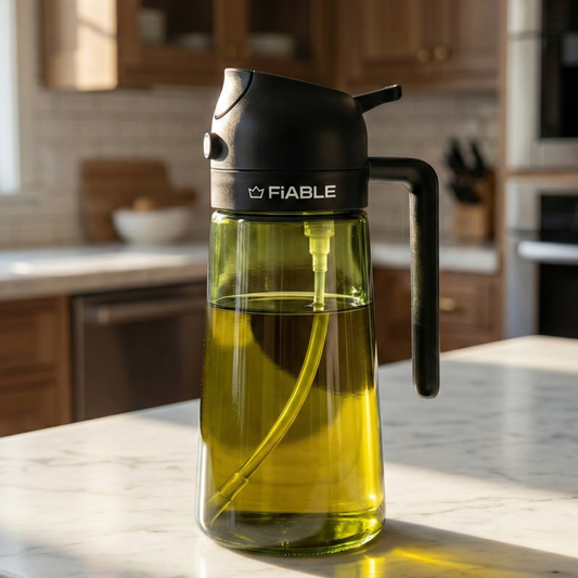 FiABLE Premium Glass Oil Sprayer and Pourer for Airfryer, Salads, Cooking - 470ml