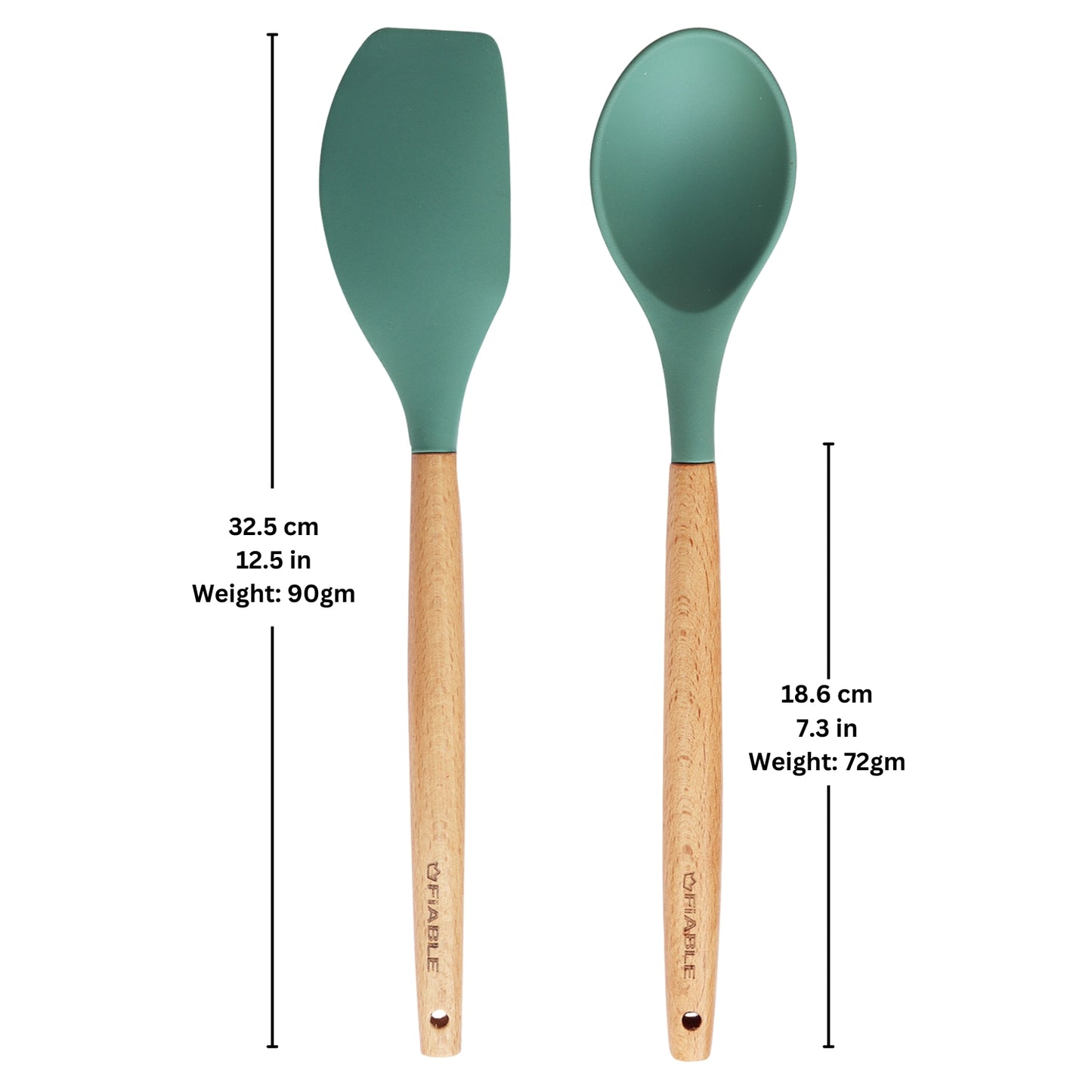 FiABLE Hybrid Silicone Spatulas with Wooden Handles - Set of 2