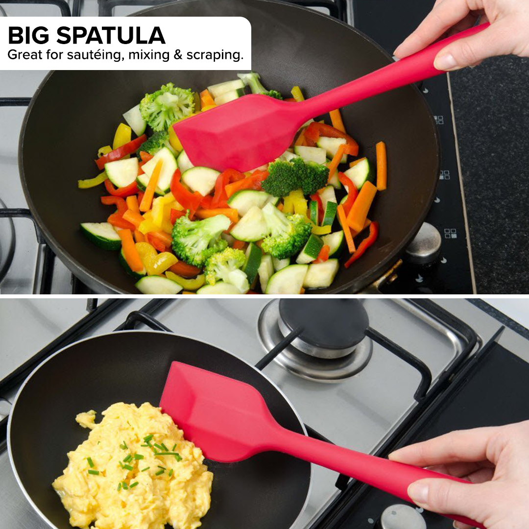 Premium Silicone Tong and Spatula - Set of 3 Green