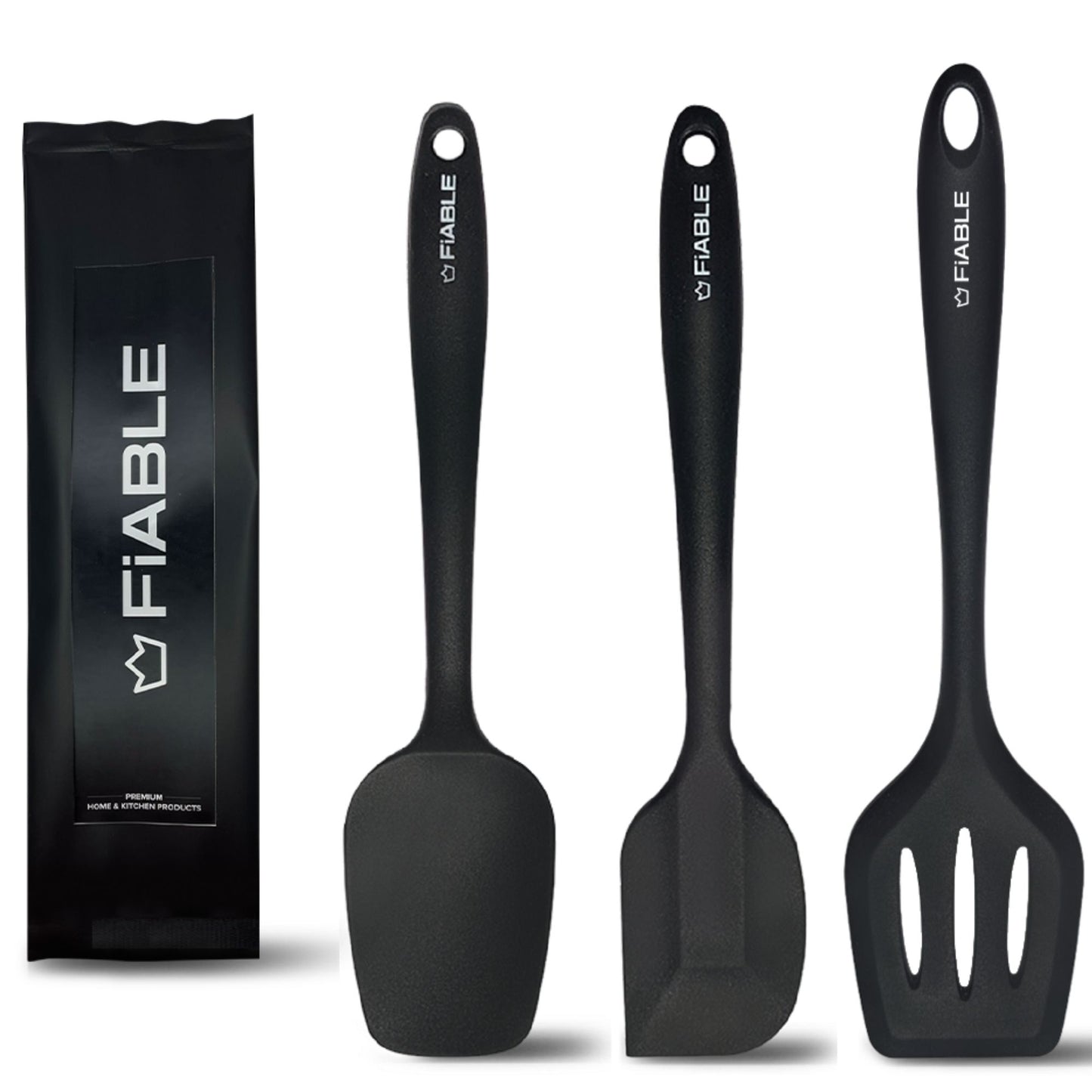 Premium Silicone Spatula Set of 3 - Black