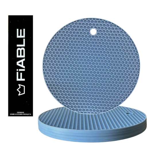 Premium Silicone Heat Resistant Round Trivets - Set of 3 - Powder Blue