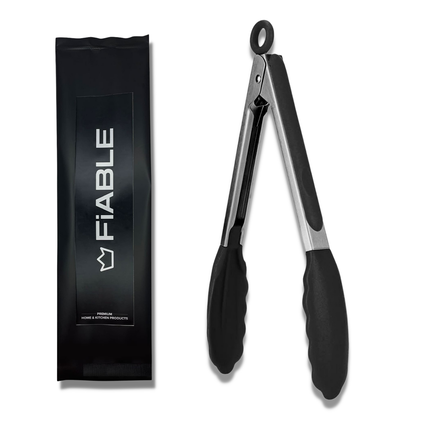 Stainless Steel Tongs with Silicone Tips 10inch - Black