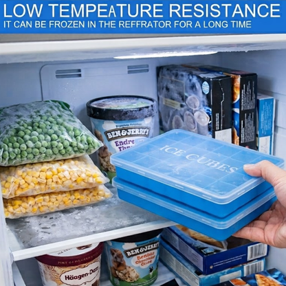 FiABLE Premium Silicone Ice Tray with Lid - 1inch cubes- Set of 2 Trays